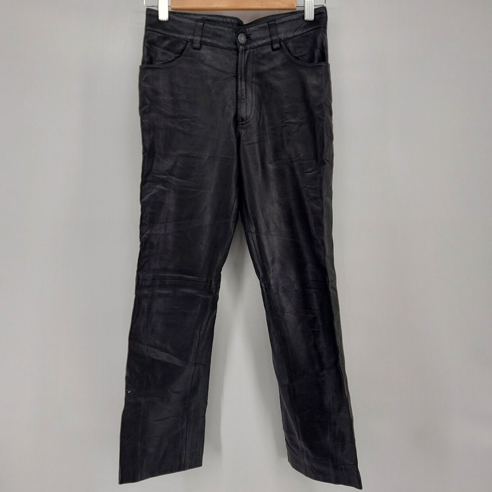 Gap Black Soft Leather Straight Leg Pants
